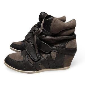 SOLD- Brown/Tan Leather & Suede Wedges, Women's 7